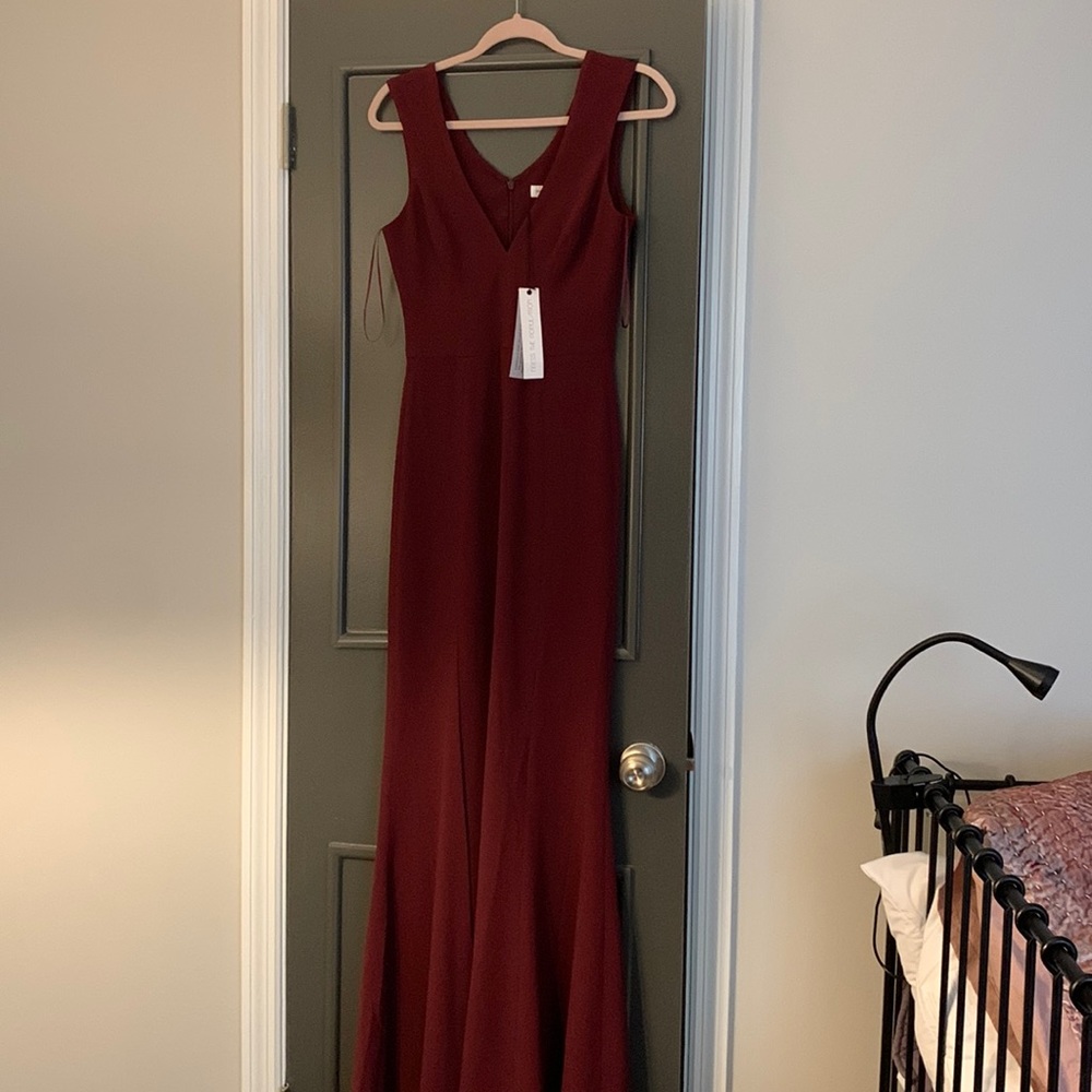 ❤️🆕 DRESS THE POPULATION Red Full Length Sandra Dress - Picture 5 of 14